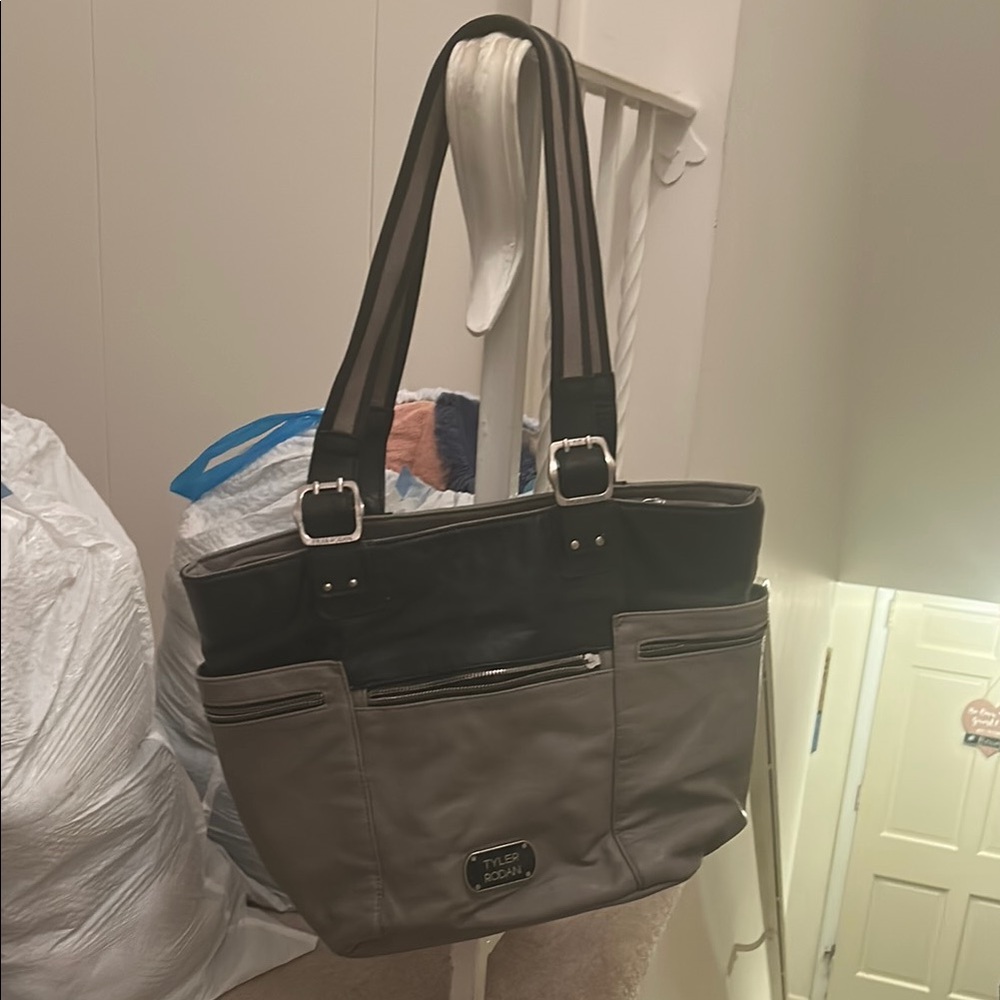 Two Tone Black and Gray Tote Bag